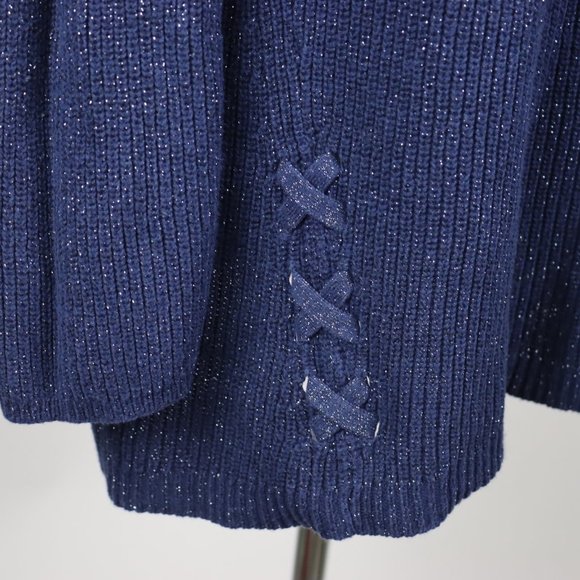 a.n.a Womens XL Metallic Side Lace-Up Crew Knit Sweater - Picture 3 of 5
